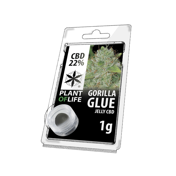 gorilla glue, cbd, jelly, plant of life, 22% cbd