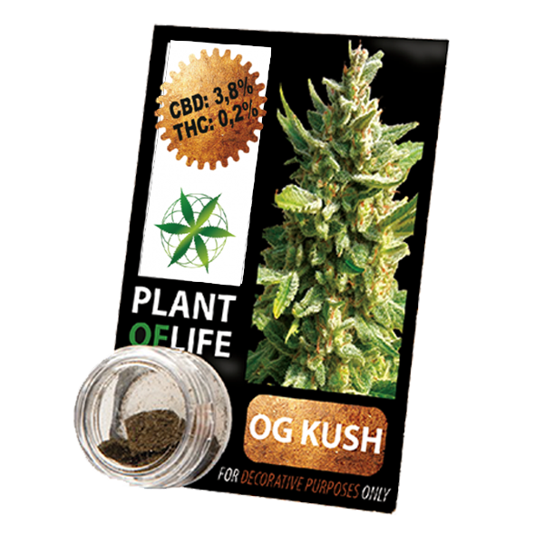 opg kush, cbd, 3.8% cbd, extrait de chanvre compressé, plant of life